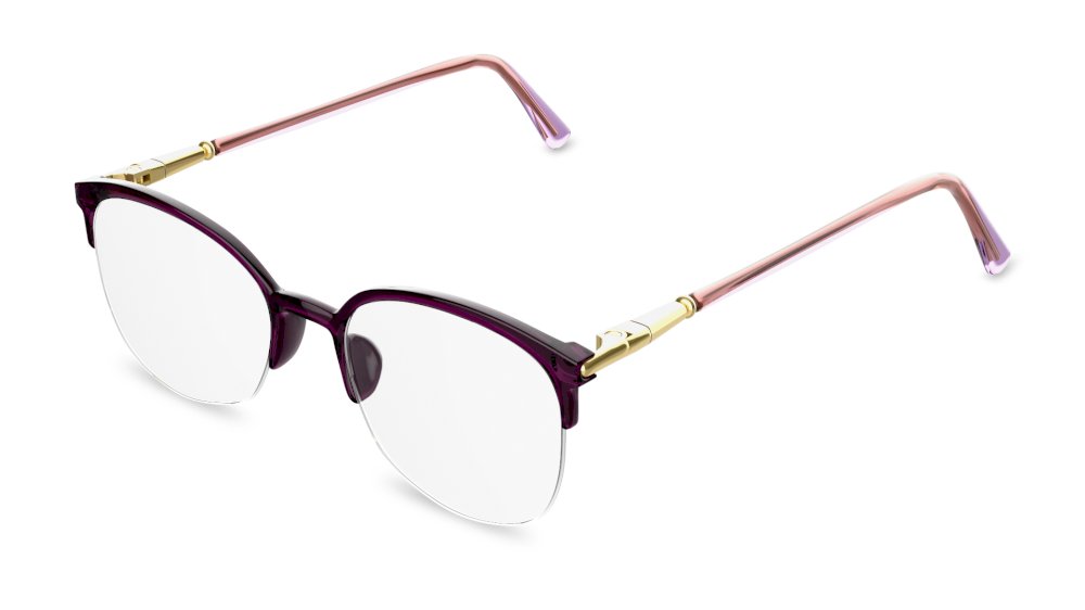 Arcus Square Purple Semi Rimless Eyeglasses