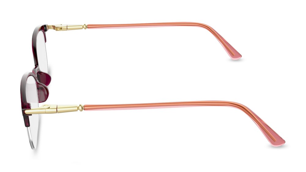 Arcus Square Maroon Semi Rimless Eyeglasses