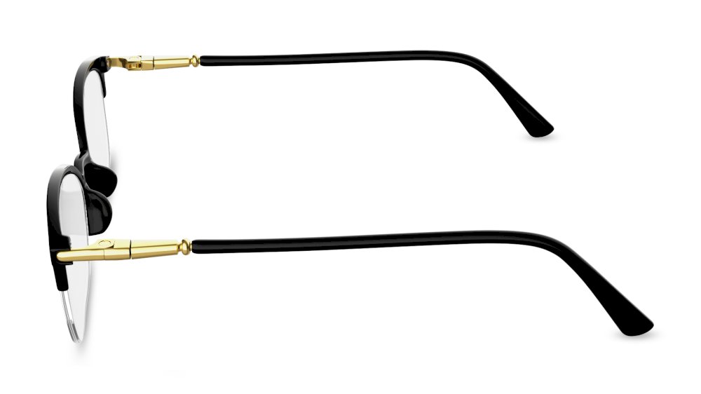 Arcus Square Black Semi Rimless Eyeglasses