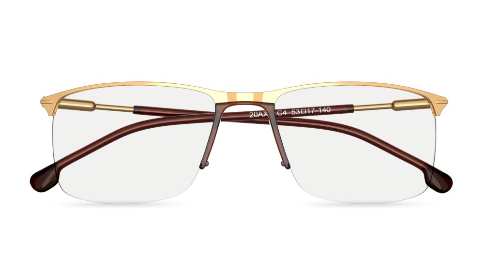 Jai Rectangle Gold Semi Rimless Eyeglasses