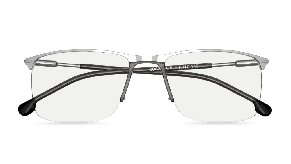 Jai Rectangle Silver Semi Rimless Eyeglasses