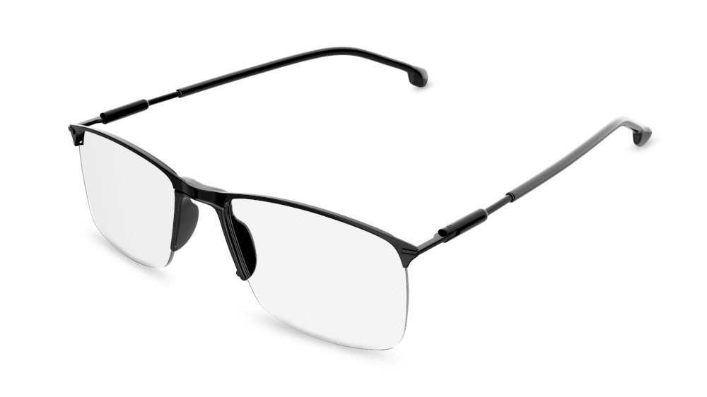 Jai Rectangle Black Semi Rimless Eyeglasses