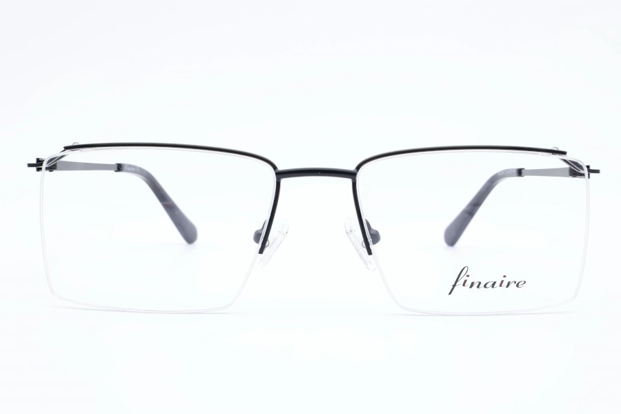 Finaire Lane Square Black Semi Rimless Eyeglasses