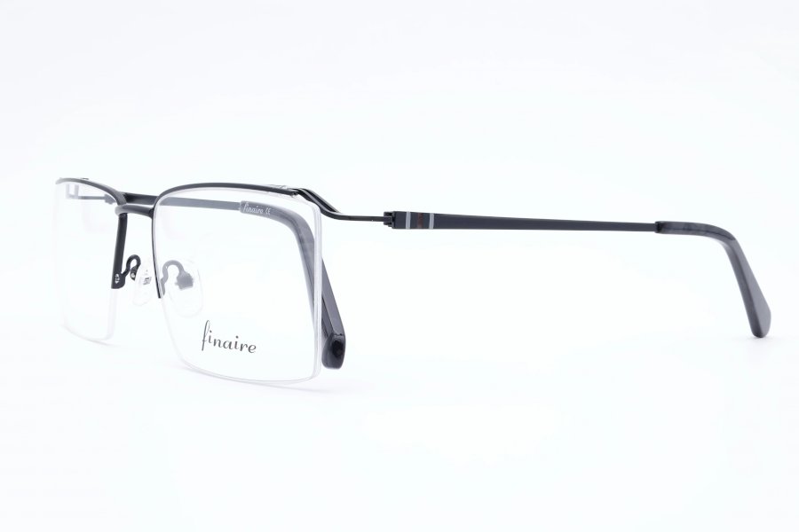 Finaire Lane Square Black Semi Rimless Eyeglasses