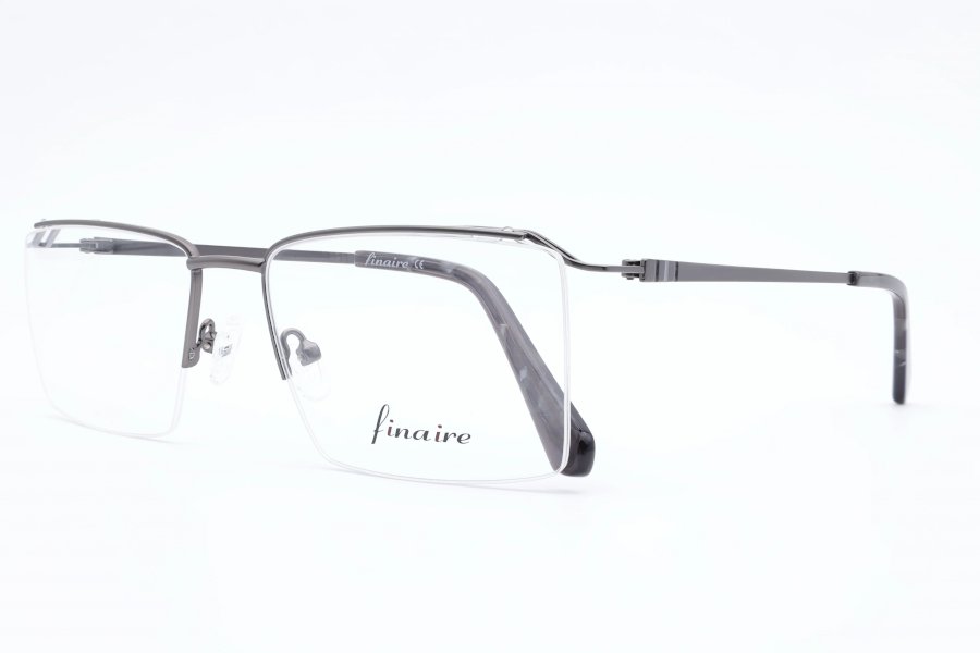 Finaire Lane Square Gunmetal Semi Rimless Eyeglasses