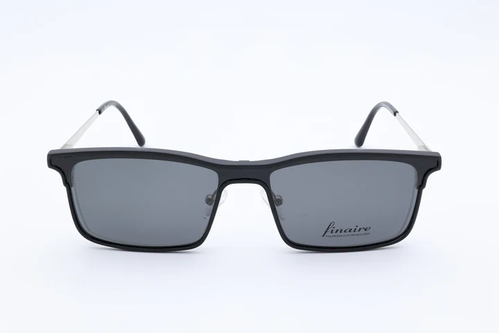 Finaire Pixa Rectangle Gunmetal Semi Rimless Eyeglasses