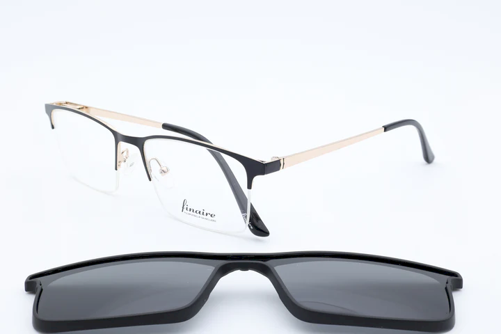 Finaire Pixa Rectangle Black Semi Rimless Eyeglasses