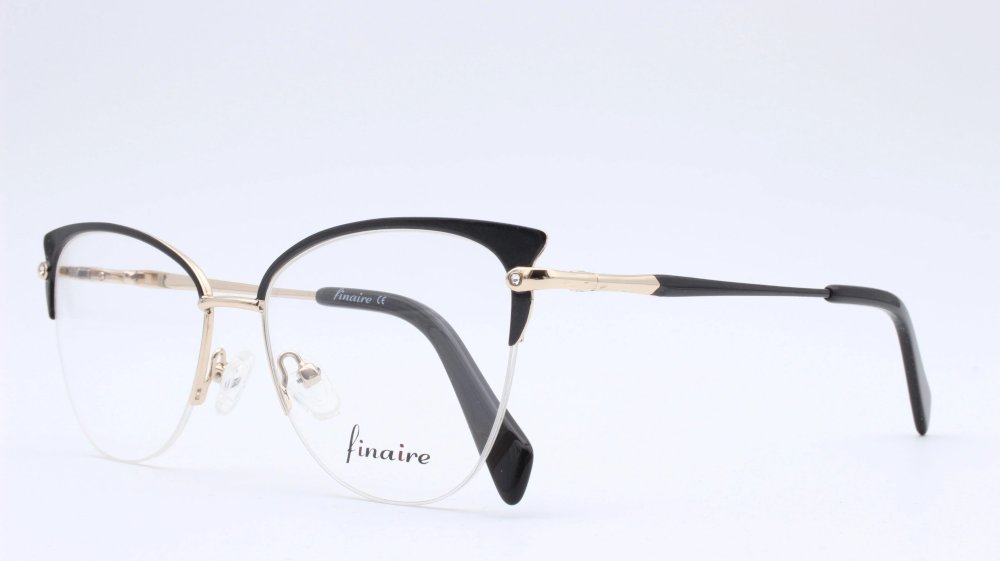 Finaire Continental Cat Eye Black Semi Rimless Eyeglasses