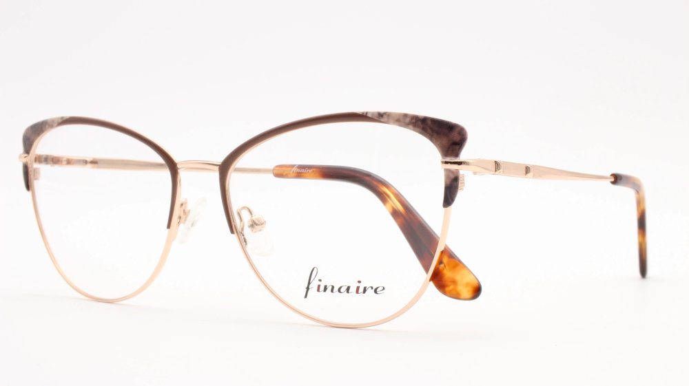 Finaire Finisher MF7716 Cat Eye Brown Semi Rimless Eyeglasses