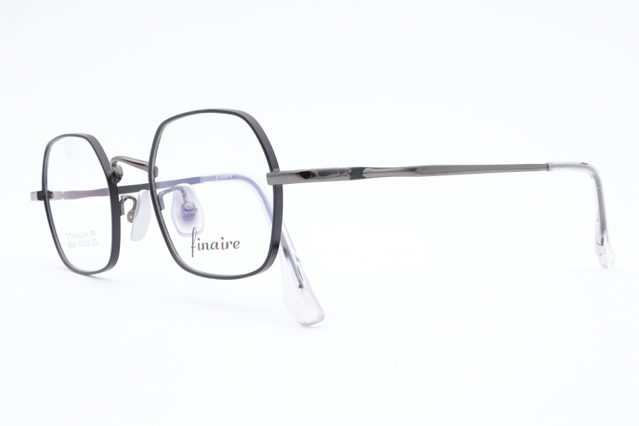 FINAIRE CHASM Geometric Gunmetal Full Rim Eyeglasses