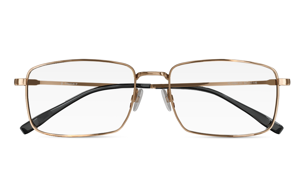 Ripple Rectangle Gold Full Rim Eyeglasses