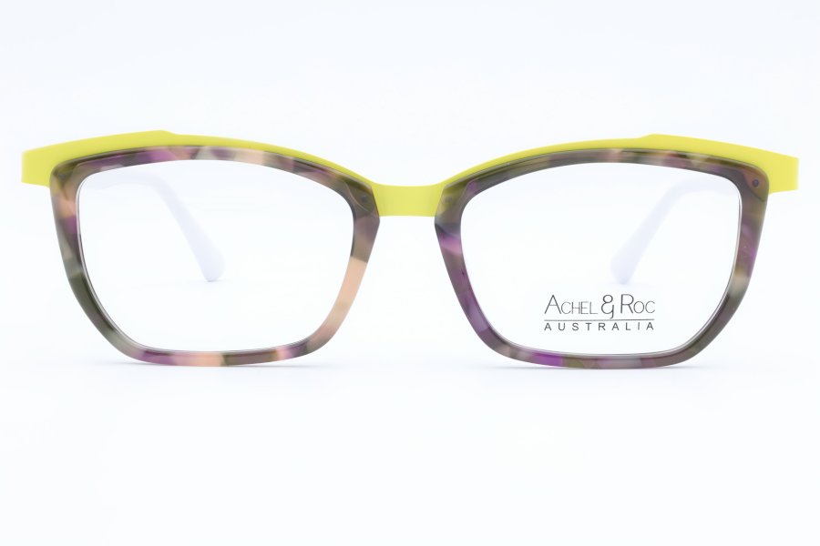 Achel & Roc Satine Rectangle Yellow Full Rim Eyeglasses