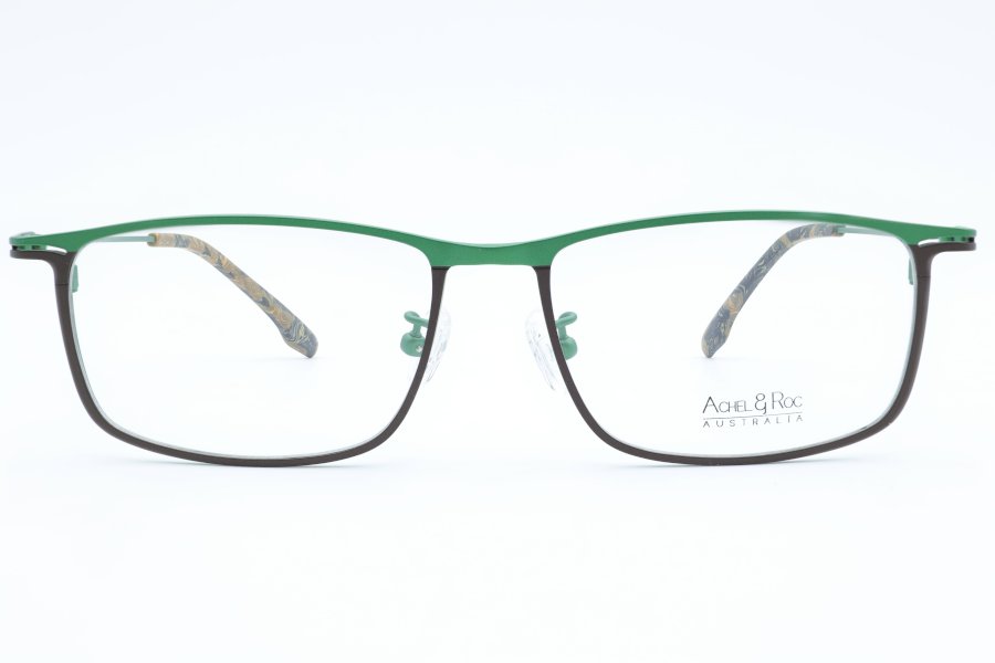 Achel & Roc Impulse Rectangle Green Full Rim Eyeglasses