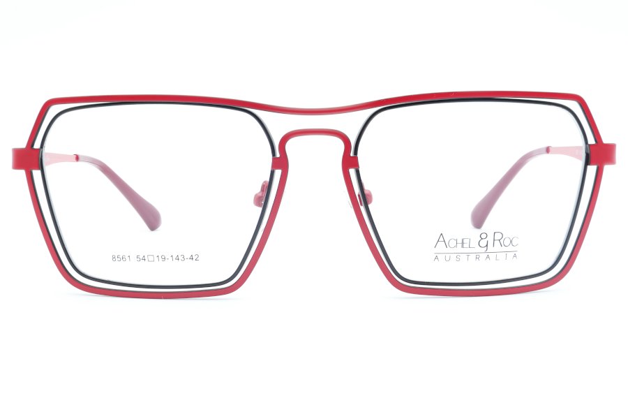 Achel & Roc Titan Square Red Full Rim Eyeglasses