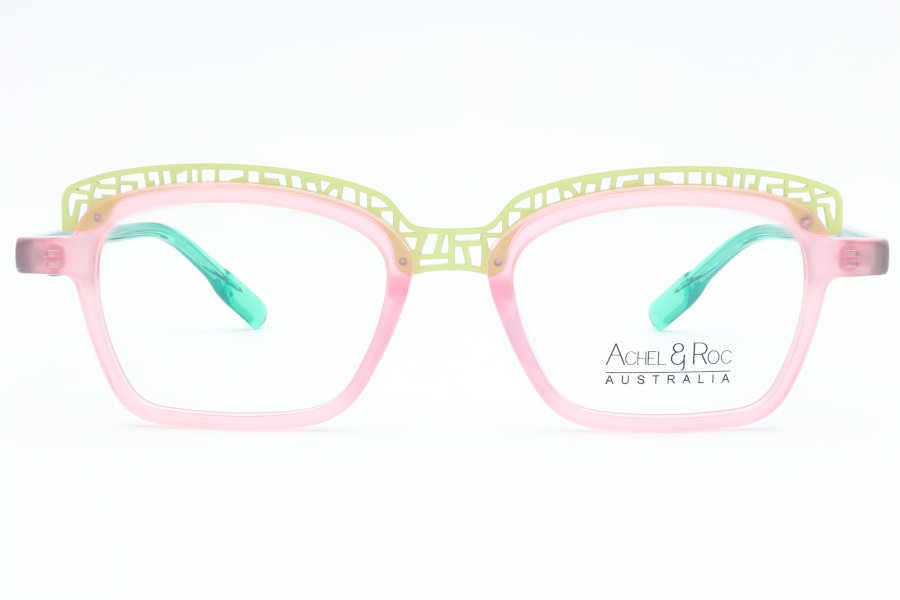 Achel & Roc Zlatz Square Pink Full Rim Eyeglasses