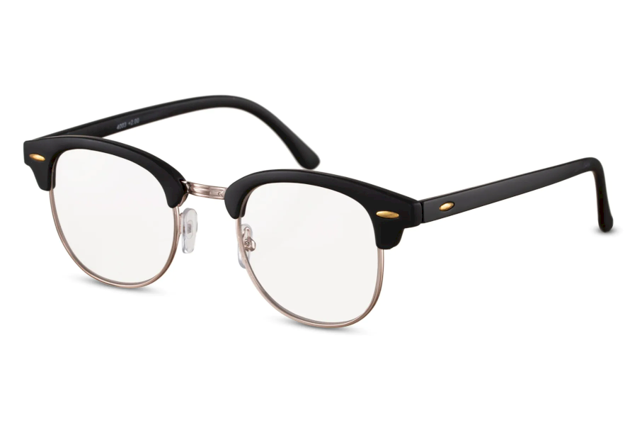 Shadow Round Black Semi Rimless Eyeglasses