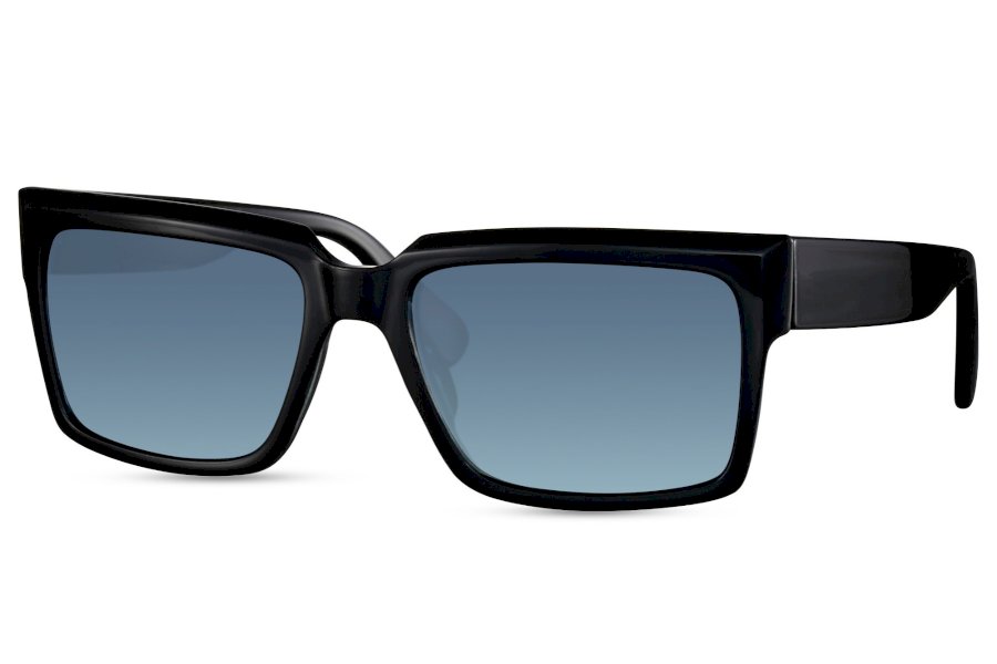 Rift Rectangle Black Full Rim Sunglasses