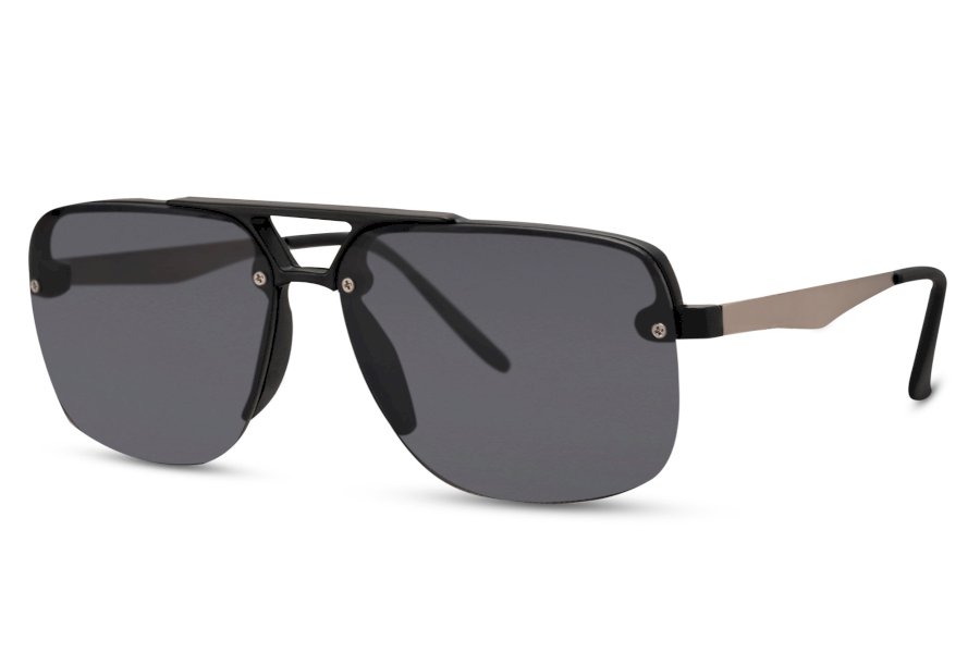 Onyxor Aviator Black (matte) Semi Rimless Sunglasses