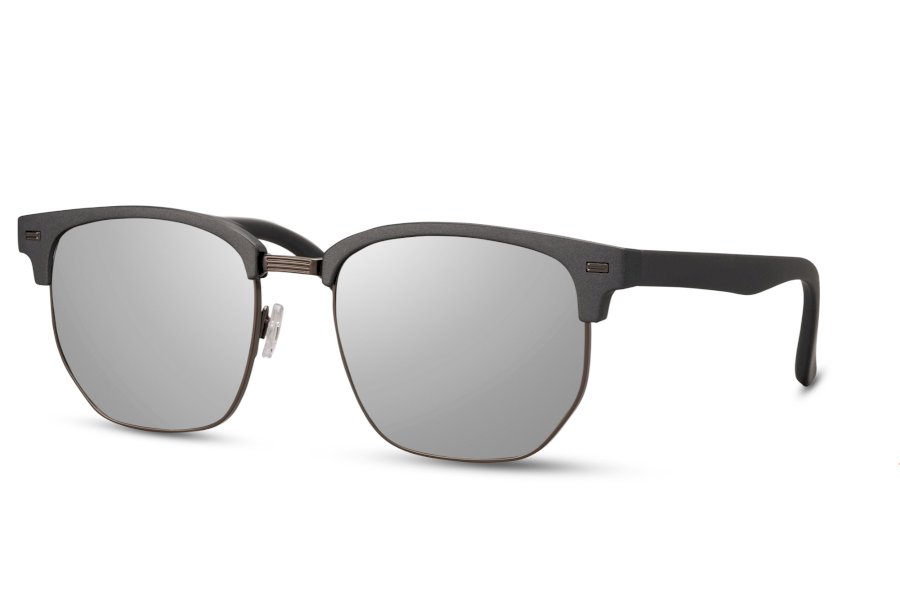 Lunor Wayfarer Grey Semi Rimless Sunglasses