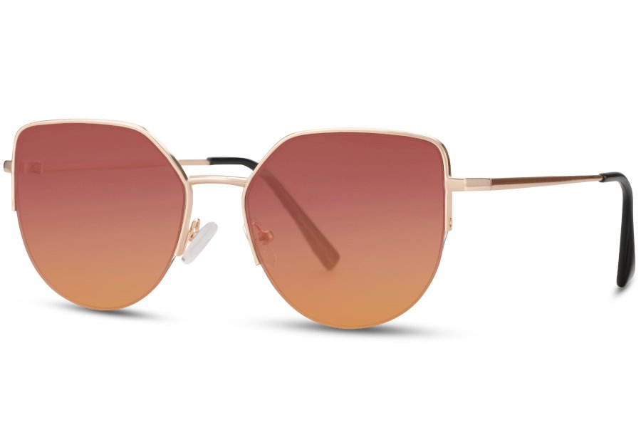 Liora Geometric Gold Semi Rimless Sunglasses