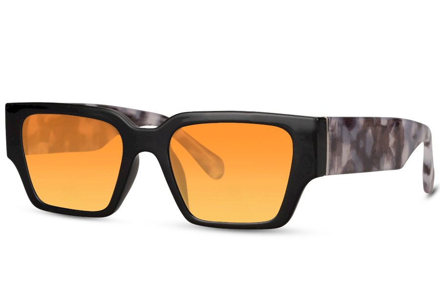 Serif Rectangle Black Full Rim Sunglasses