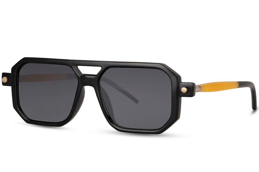 Slate Geometric Black Full Rim Sunglasses