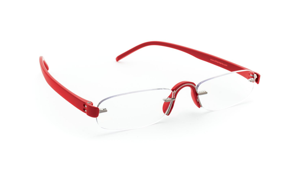 Read Safe Rectangle Red Rimless Readingglasses